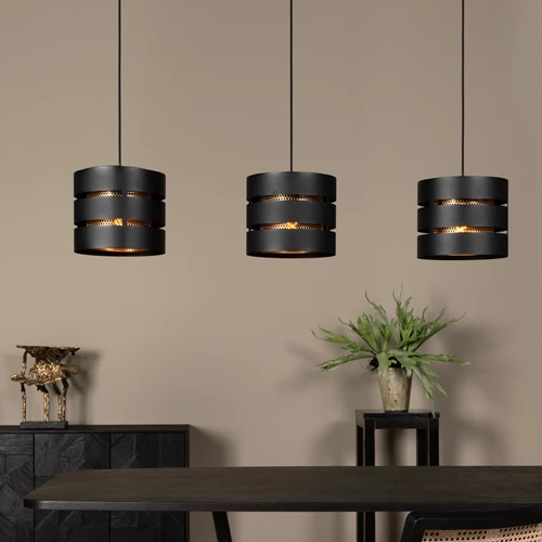 Lucide ROSAS - Pendant light - 3xE27 - Black - atmosphere 1